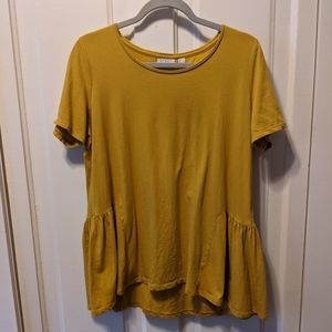 Gold Blouse with Flutter Detail